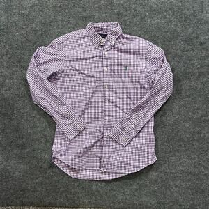Ralph Lauren Long Sleeve Button Down Shirt Mens Large Purple Tartan Plaid Pony